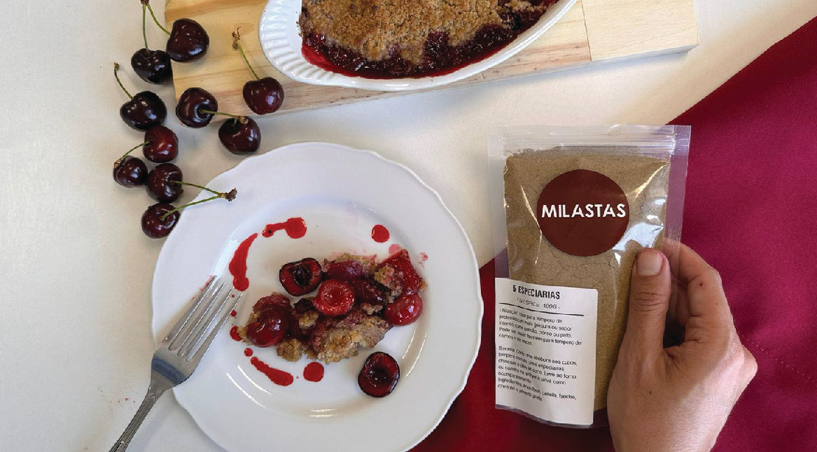 Crumble de Cereja e 5 Especiarias Chinesas