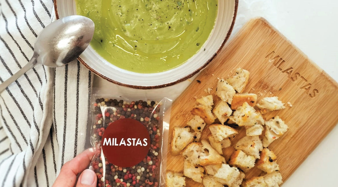 Creme de Ervilhas com Três Pimentas