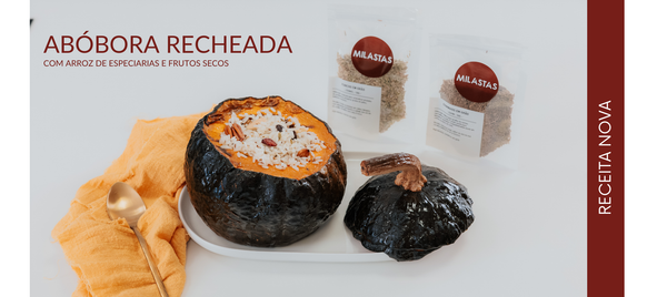 Abóbora recheada com arroz de especiarias e frutos secos